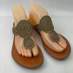 Matisse Leather Thong Sandals with Embellished Details Rhinestones Sz 7